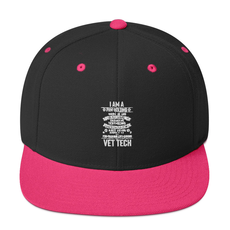 Snapback Hat Hilarious Vet Tech Veterinary Physician Practitioner Dog Fur Doctor Medic Medical Staff Enthusiast