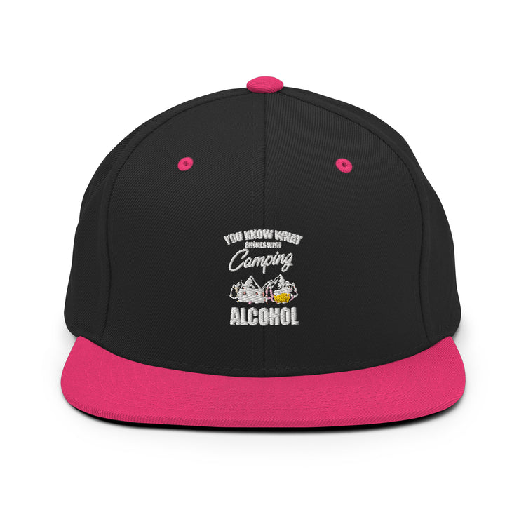 Snapback Hat Novelty Know Rhymes With Camping Alcohol Drinking Campsite Alcoholic Beverage Fan