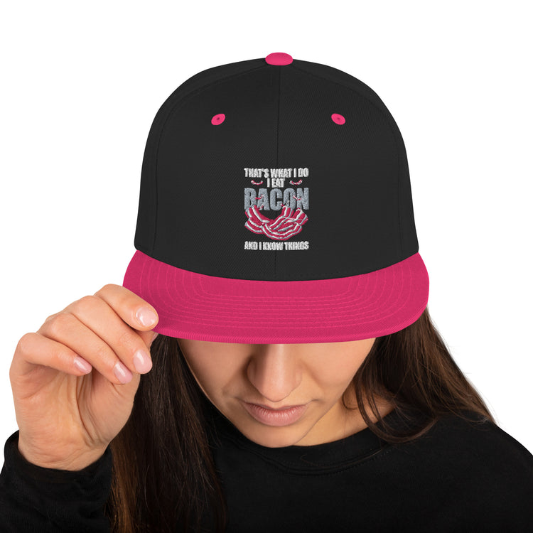 Snapback Hat Hilarious Bacon Meats Pork Gammon Smoked Pancetta Smoking Porkbellies Eating