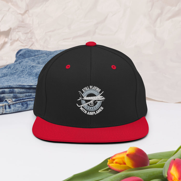 Snapback Hat Novelty Still Playing With Airplanes Copilot Outfit Aviation Aviator Seaplane Fan