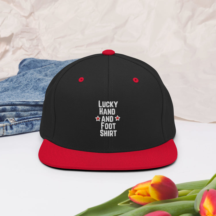 Snapback Hat Hilarious Luck Hand And Foot Outfit Poker Gambler Wager Risks Taker Betting Lover