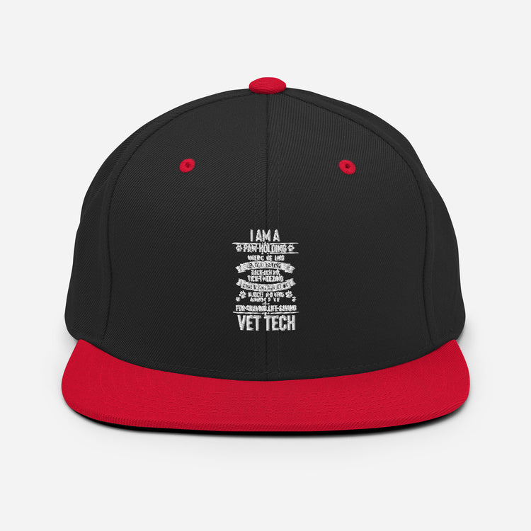 Snapback Hat Hilarious Vet Tech Veterinary Physician Practitioner Dog Fur Doctor Medic Medical Staff Enthusiast