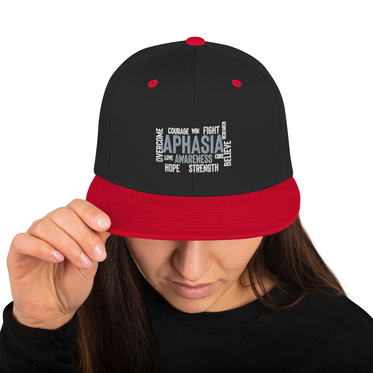 Snapback Hat  Novelty Aphasia Awareness Dysarthria Believer Overcomer Silent Brain Disease