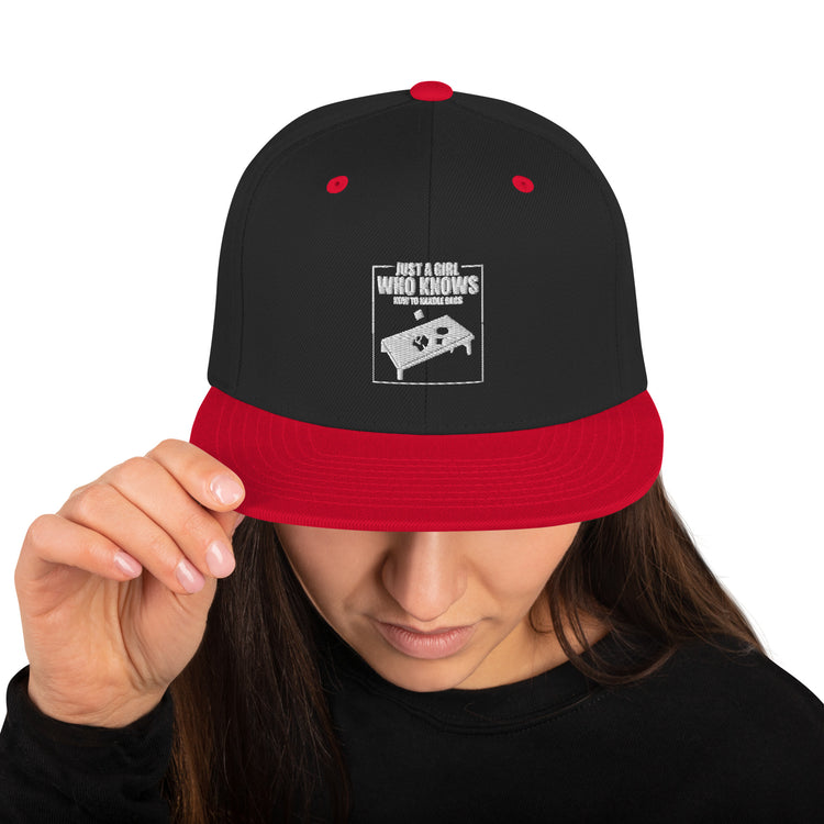 Snapback Hat Hilarious Just A Girl Who Knows How To Handle Bags Funny Tossing Leisure Competition