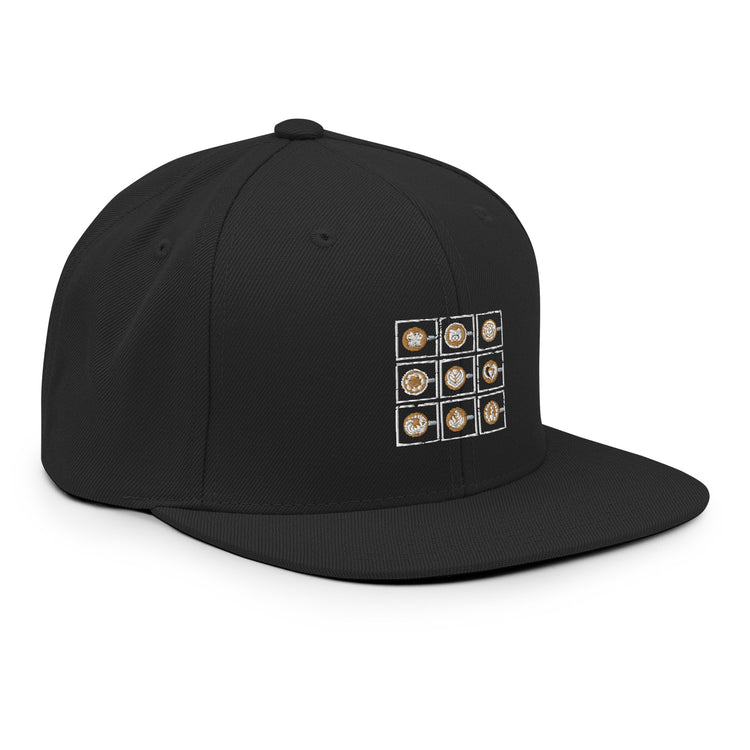 Snapback Hat  Espresso Arts Designs Caffeinated Drinks Barman Barkeeper Mixing Mixology