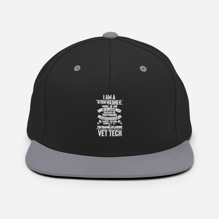 Snapback Hat Hilarious Vet Tech Veterinary Physician Practitioner Dog Fur Doctor Medic Medical Staff Enthusiast