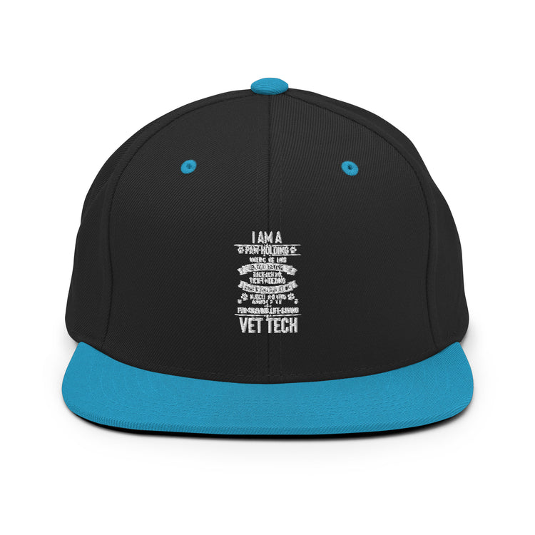 Snapback Hat Hilarious Vet Tech Veterinary Physician Practitioner Dog Fur Doctor Medic Medical Staff Enthusiast