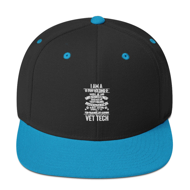 Snapback Hat Hilarious Vet Tech Veterinary Physician Practitioner Dog Fur Doctor Medic Medical Staff Enthusiast