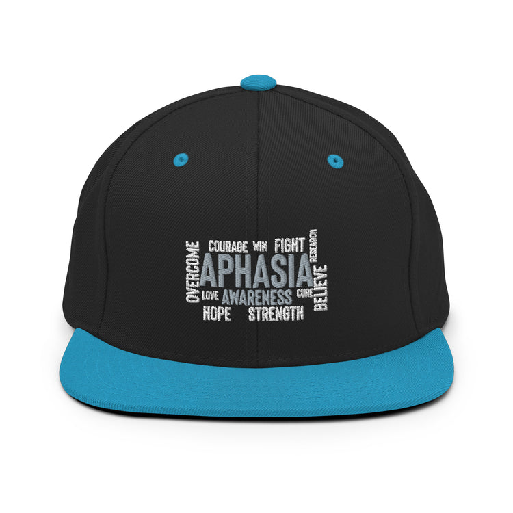 Snapback Hat  Novelty Aphasia Awareness Dysarthria Believer Overcomer Silent Brain Disease