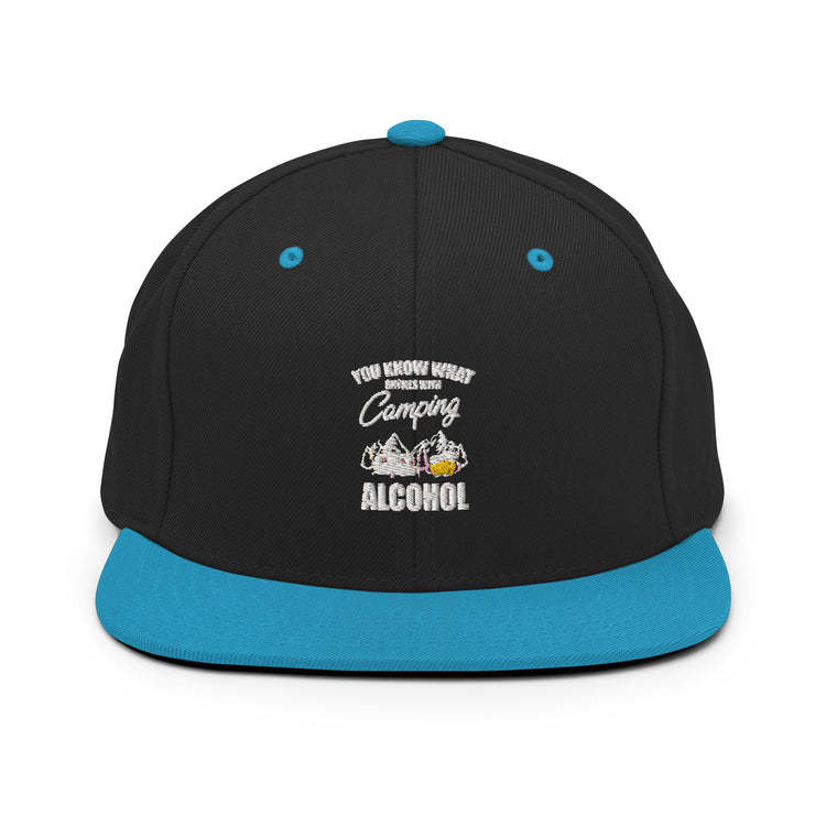 Snapback Hat Novelty Know Rhymes With Camping Alcohol Drinking Campsite Alcoholic Beverage Fan