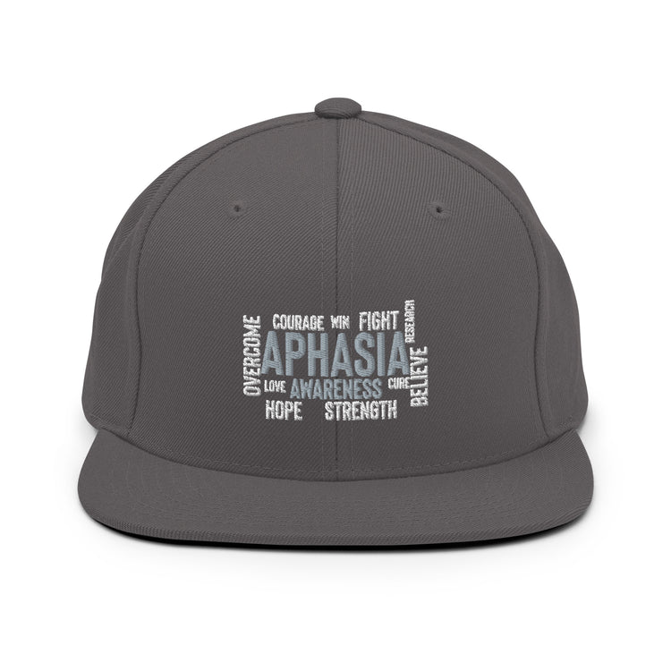 Snapback Hat  Novelty Aphasia Awareness Dysarthria Believer Overcomer Silent Brain Disease