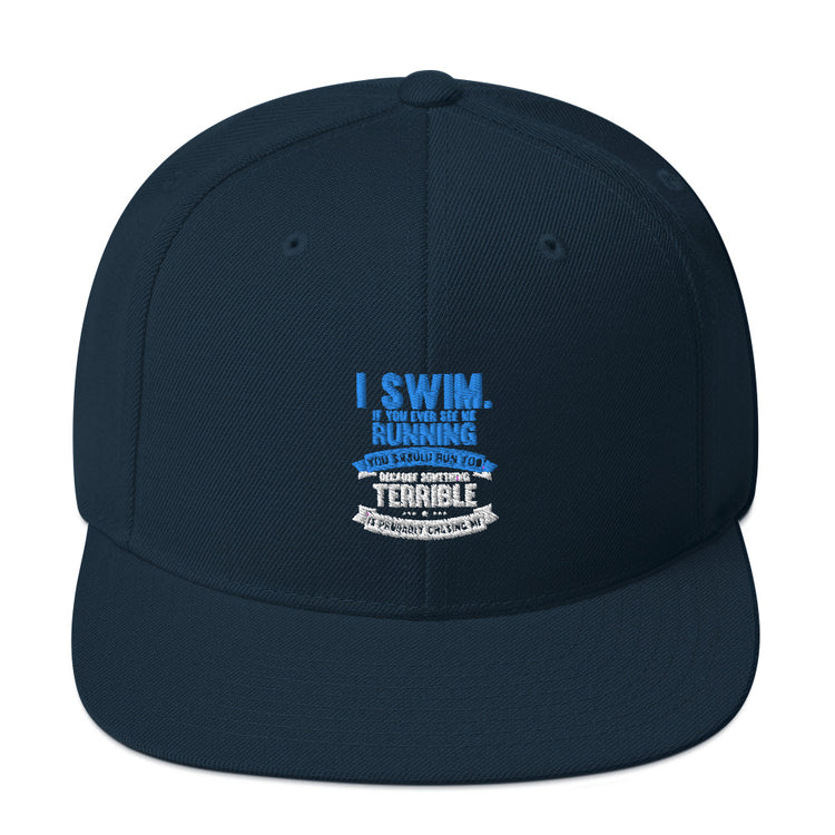 Snapback Hat Humorous Summertime Swimmers Backstroke Water Sports Lover Hilarious Swimming Swim Games Athlete