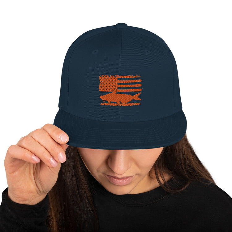 Snapback Hat Hilarious Angling Fishing Fisherman US Banner Patriotic Trawler Patriotism