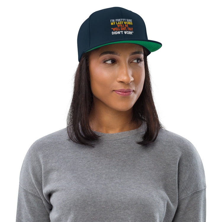 Snapback Hat I'm Pretty Sure Comical Sayings Slogan Retro Pun Expression Sarcasm Phrase