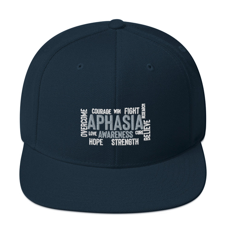 Snapback Hat  Novelty Aphasia Awareness Dysarthria Believer Overcomer Silent Brain Disease