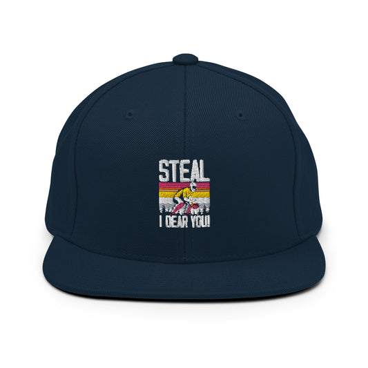 Snapback Hat Humorous Retro Steal Softball Fan Field Sports Group Baseman Outfielder Pitcher