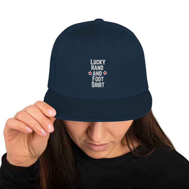 Snapback Hat Hilarious Luck Hand And Foot Outfit Poker Gambler Wager Risks Taker Betting Lover