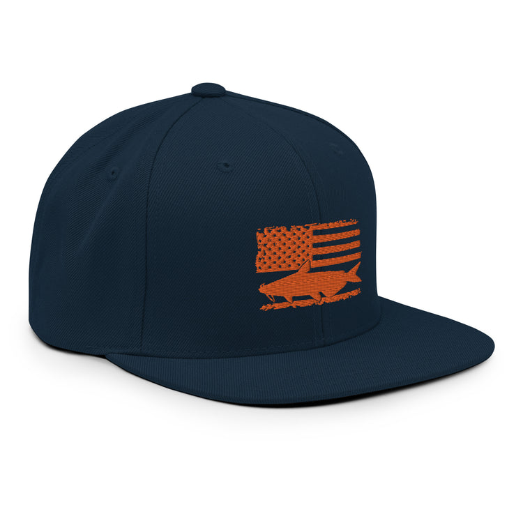 Snapback Hat Hilarious Angling Fishing Fisherman US Banner Patriotic Trawler Patriotism