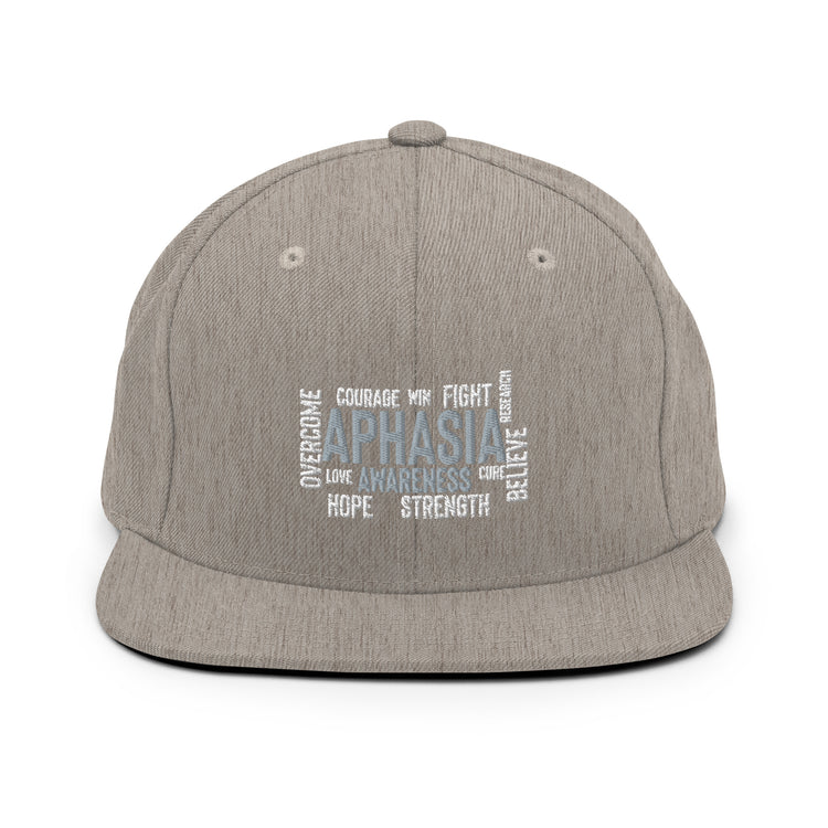 Snapback Hat  Novelty Aphasia Awareness Dysarthria Believer Overcomer Silent Brain Disease