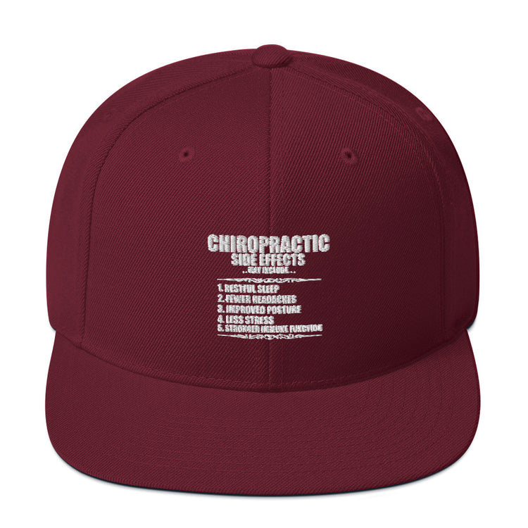 Snapback Hat Chiropractic Side Effects Orthopedic Bone Spinal Expert Physician Medicine Fun