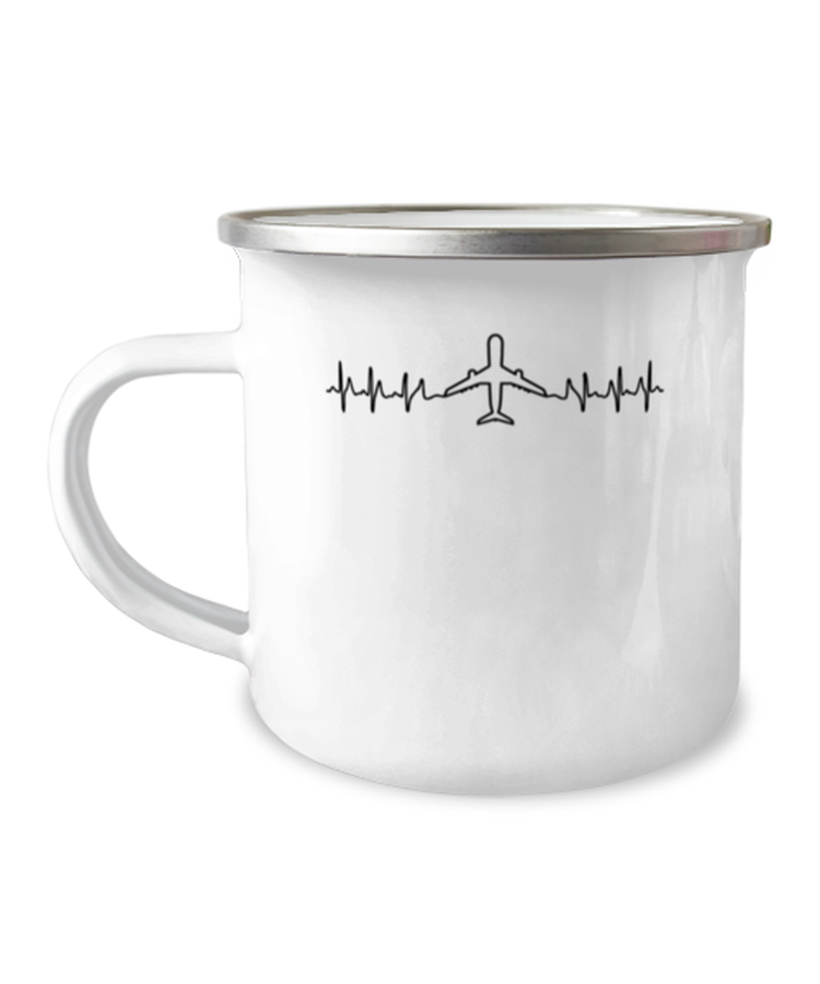 Camper Mug 12oz Camper Mug 12oz Funny Heartbeat Graphic Flying Airplane Men Women Hobby Novelty Husband Aviation Aircraft School Dad Son