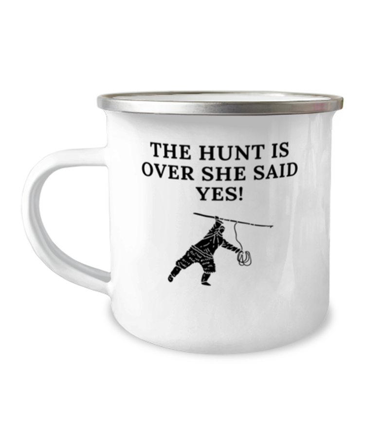 Camper Mug 12oz Camper Mug 12oz Novelty Sarcastic Bachelorette Party Boyfriend Pun Funny Saying The Hunt Is Over She Said Yes Groom Wedding Gag