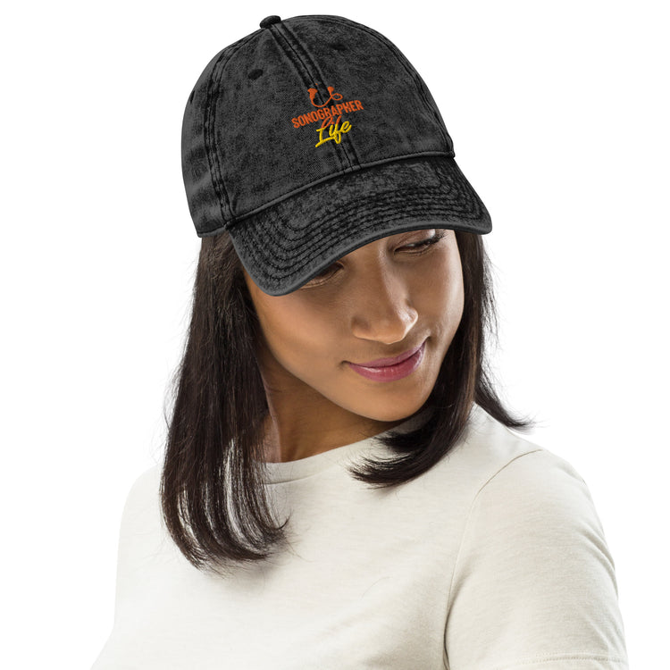 Vintage Cotton Twill Cap  Sonographer Imaging Practitioner Ultrasonography Humorous Echography Medical Tech Physician