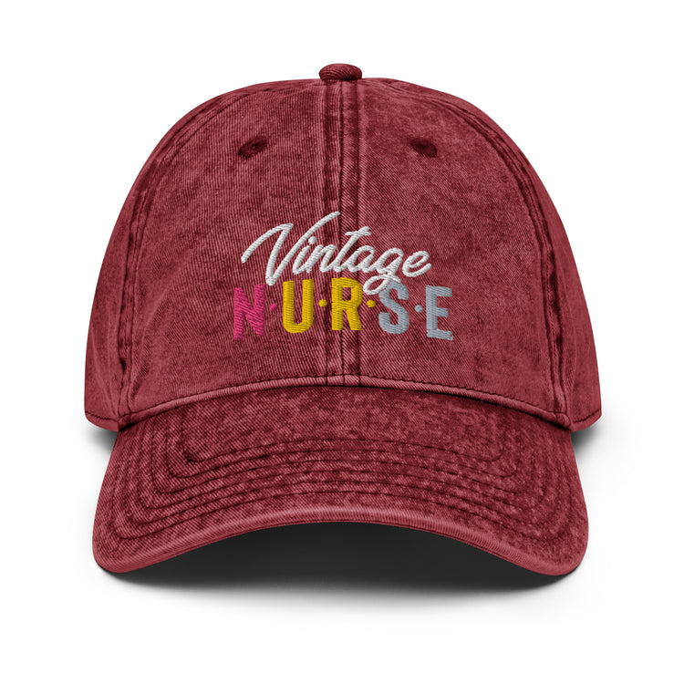 Vintage Cotton Twill Cap Novelty Vintage Nurse Retro Medical Professional Hilarious Licensed Hospital Staff Tech Expert