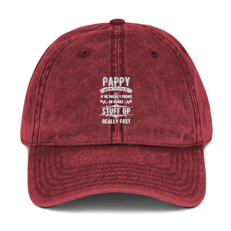 Vintage Cotton Twill Cap Hilarious Pappy Knows Everything Dad Comical Fatherhood Recognizing