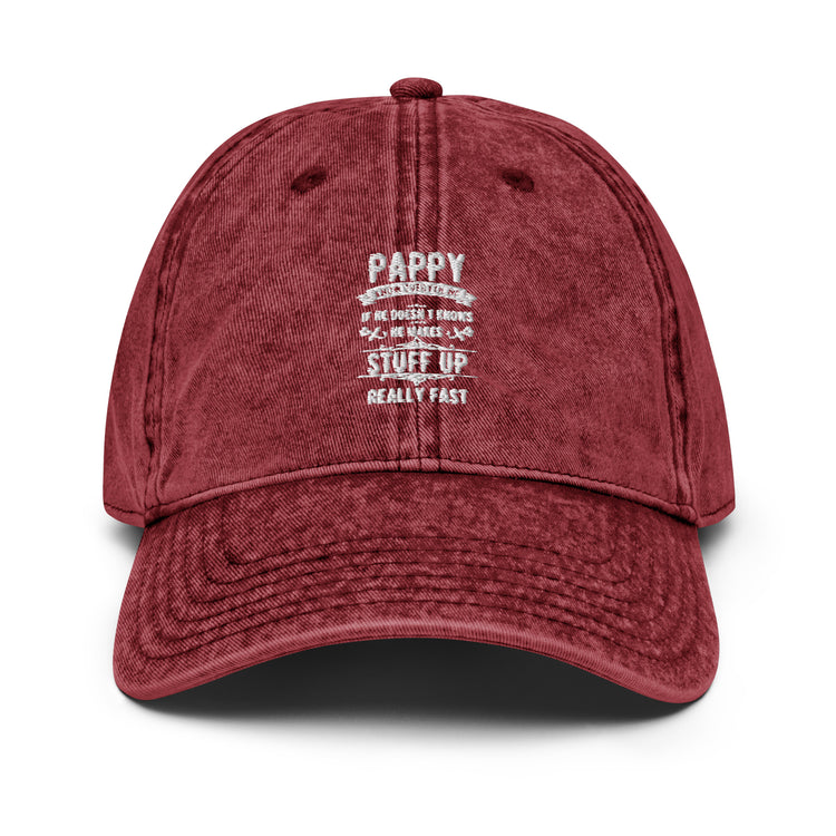Vintage Cotton Twill Cap Hilarious Pappy Knows Everything Dad Comical Fatherhood Recognizing