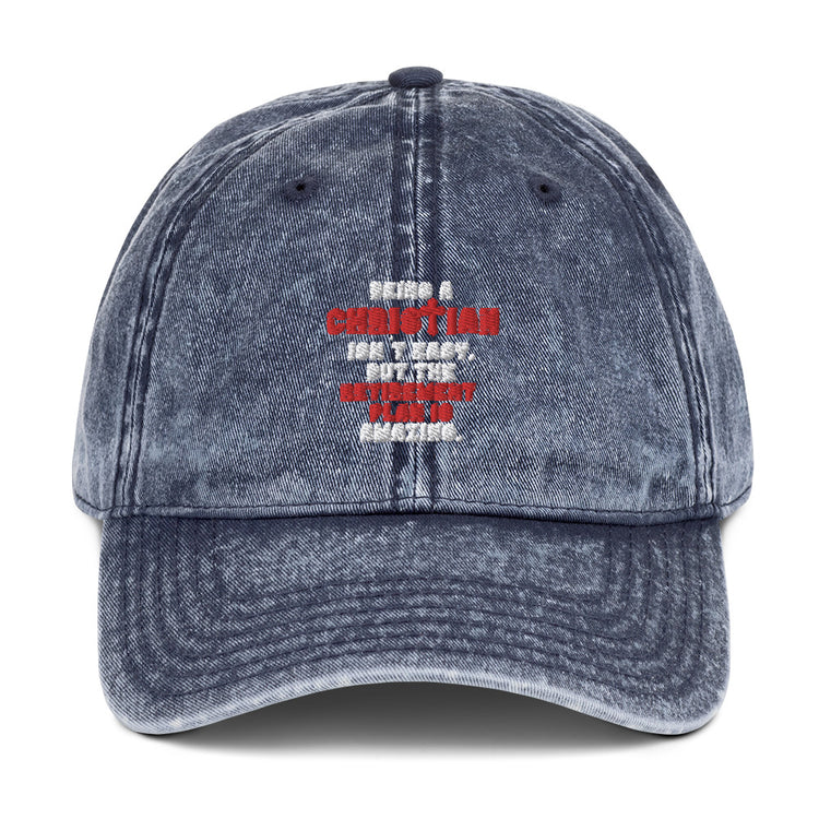 Vintage Cotton Twill Cap Novelty Christianity Isn't Easy But Retirement Plan Stopping Working