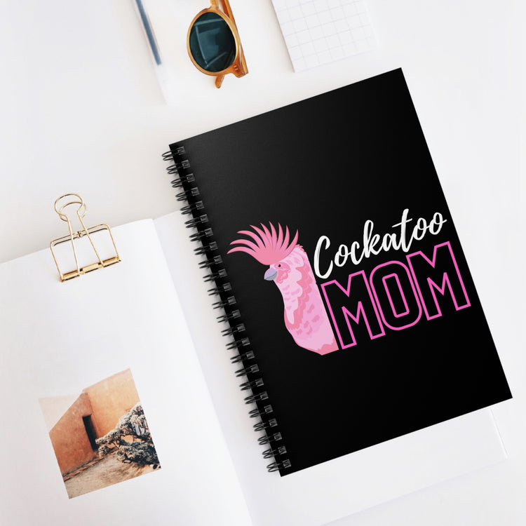 Humorous Cockatoo Momma Illustration Puns Tee Shirt Gifts | Funny Parrots Enthusiasts Gag Men Women T Shirt Spiral Notebook - Ruled Line