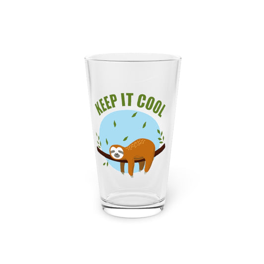 Beer Glass Pint 16oz  Keep It Cool Sloth