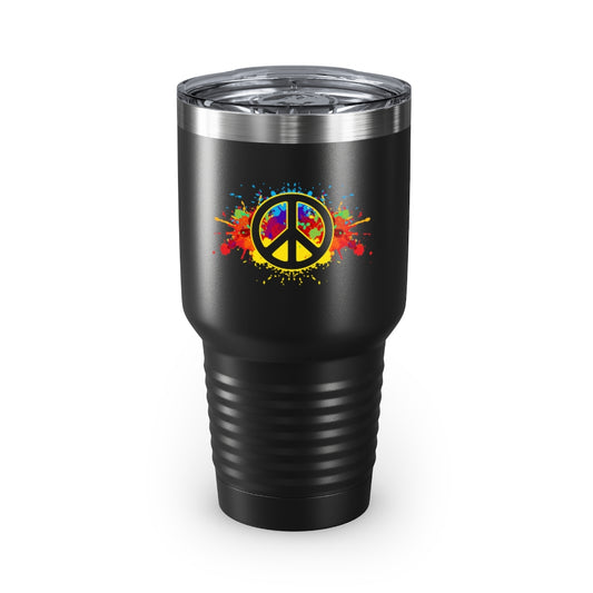 30oz Tumbler Stainless Steel  Colors Hilarious Paint Peace Hipsters Sign Illustration Gags Humorous Splattered