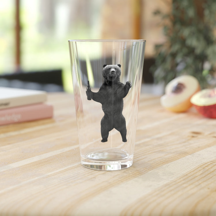 Beer Glass Pint 16oz   Holding A Bear Homebrewer