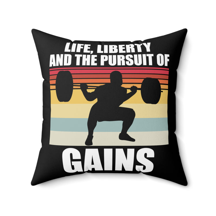 Novelty Patriotic Weightlifter Bodybuilder Bodybuilding Fan Hilarious Chauvinistic Physical FItness Working Out Lover Spun Polyester Square Pillow