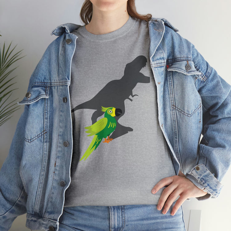 Shirt Funny Screaming Parrot Courageous Dinos Cockatiel Bird Dinosaur Animal Comical T-Shirt Unisex Heavy Cotton Tee