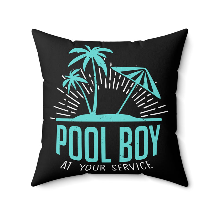 Novelty At Your Service Life-Guard Universal Fruit Lover Humorous Vacations Resort Staff Employee Worker Spun Polyester Square Pillow