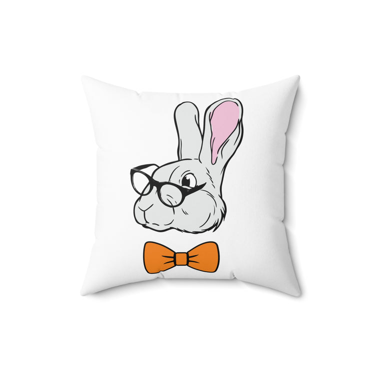 Funny Christian Egg Hunting Brainy Nerd Bunny Spun Polyester Square Pillow