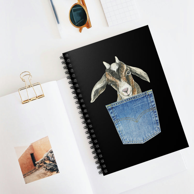 Spiral Notebook Funny Graphic Pocket Baby Goats Animal Men Women Goats Novelty Goats School Pocket Bab