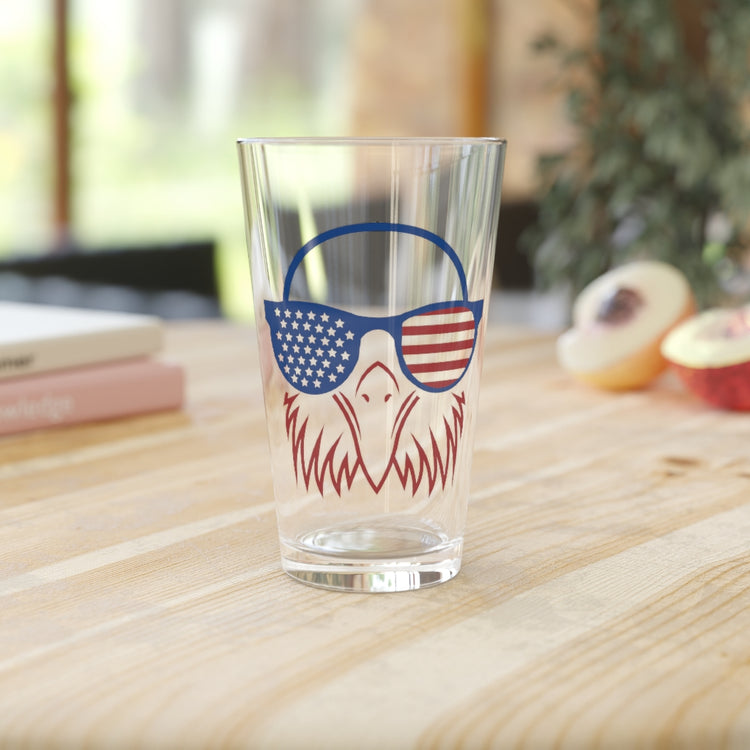 Beer Glass Pint 16oz  Cute Patriotic Eagle American Flag