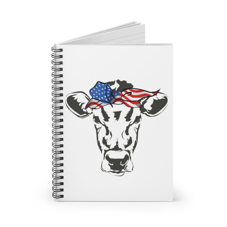 Spiral Notebook   Humorous Cow Bandana Sarcastic Illustration Pun Mockeries Hilarious USA Flag