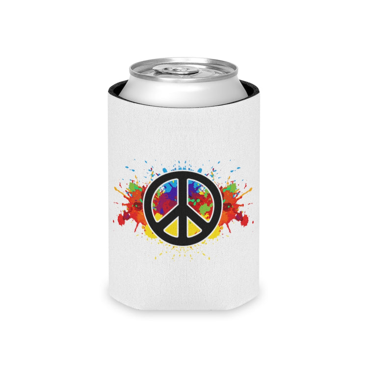 Beer Can Cooler Sleeve Hilarious Paint Peace Hipsters Sign Illustration Gags Humorous Splattered