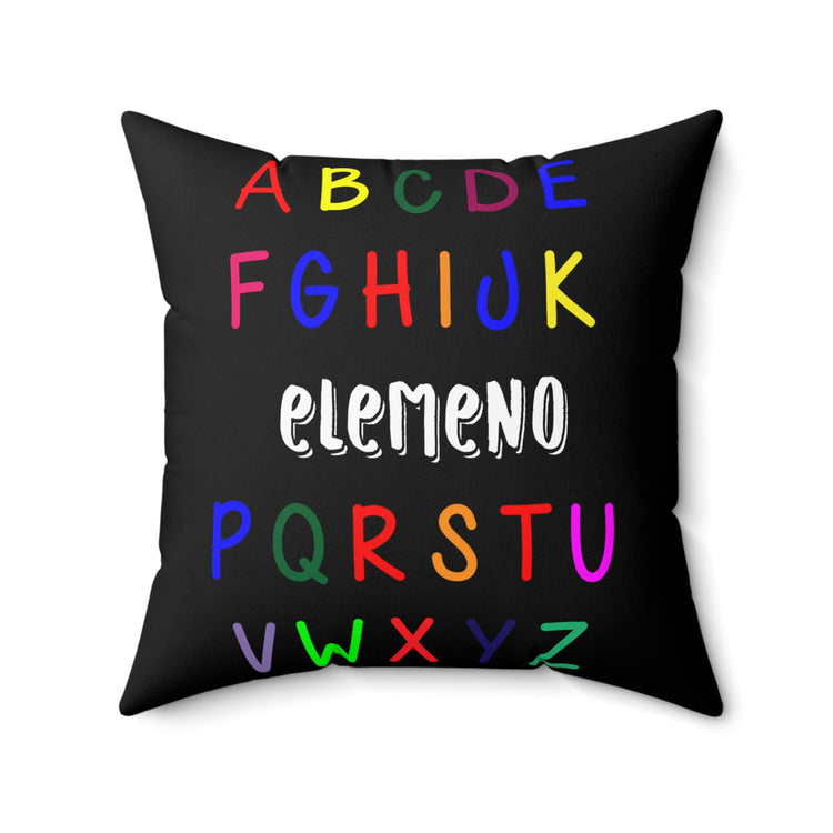 Funny Alphabet Kids Elemeno A to Z Teacher Spun Polyester Square Pillow