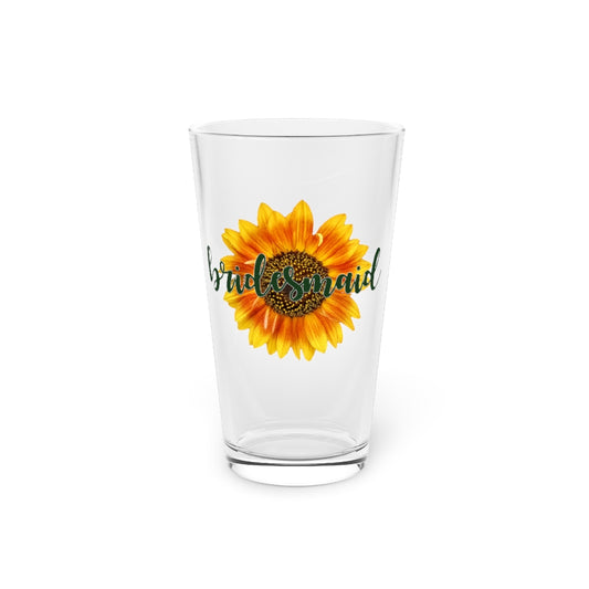 Beer Glass Pint 16oz Bridesmaid Sunflower