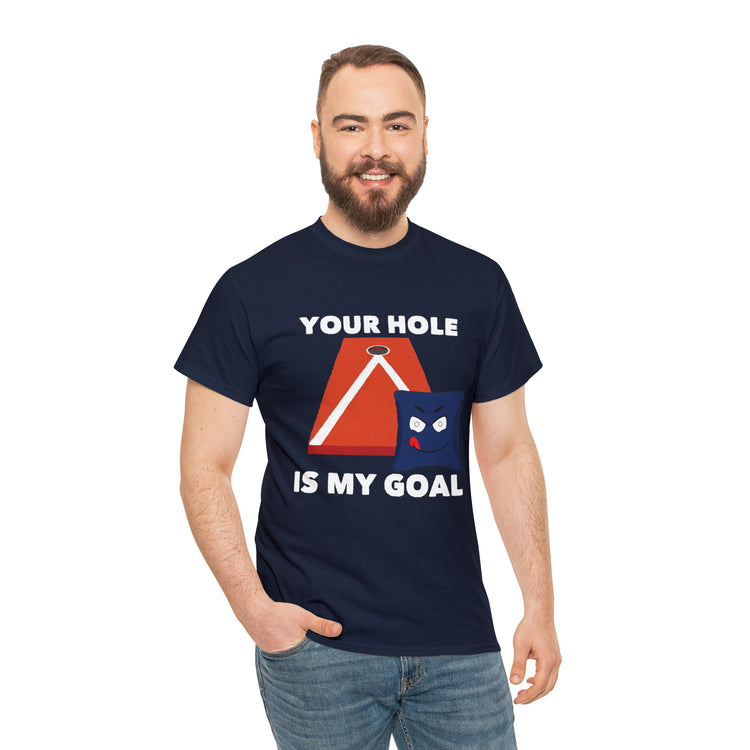 Shirt Funny Your Hole's My Goal Illustration Golfer Hilarious Golf Competition Sports T-Shirt Unisex Heavy Cotton Tee