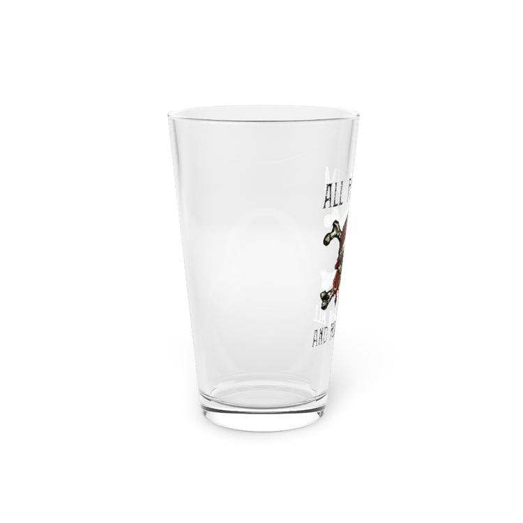 Beer Glass Pint 16oz  All For Rum And Rum For All Pirate