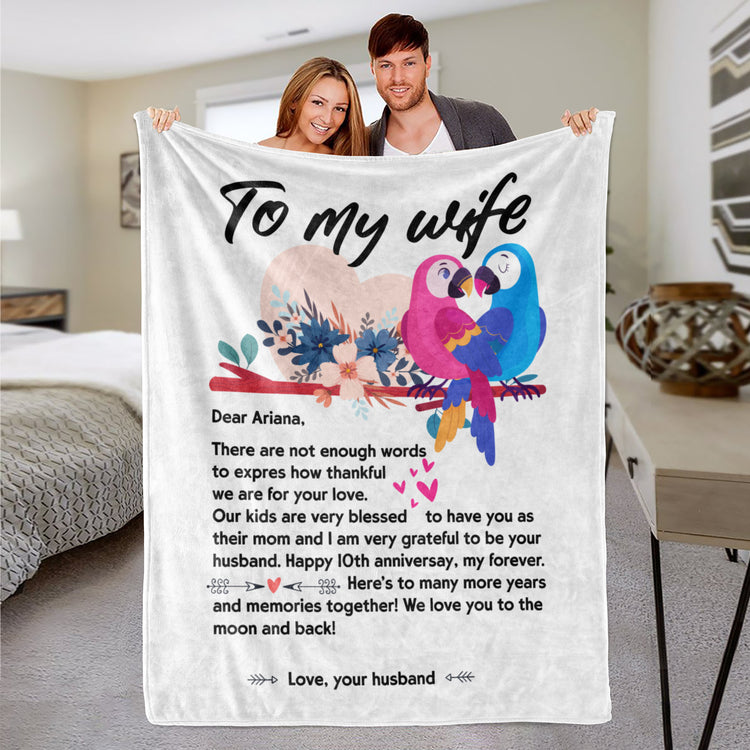 Personalized Name Letter To my wife Parrot blanket