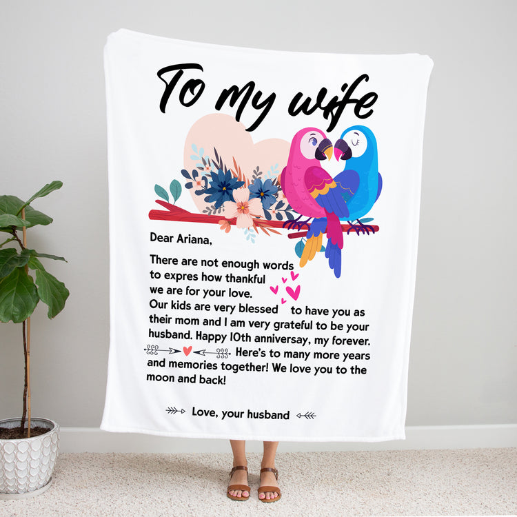 Personalized Name Letter To my wife Parrot blanket