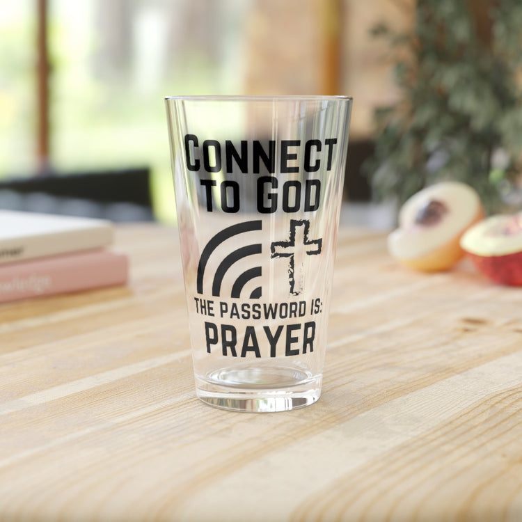 Beer Glass Pint 16oz  Humorous Wifi Prayer Religious Holy Writ God Book Worship Hilarious Internet